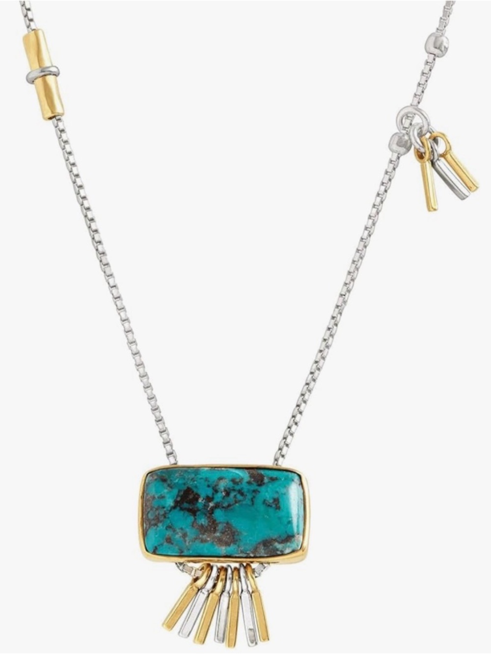 Silpada Sterling and Brass Turquoise Burst Necklace - Picture 4 of 7